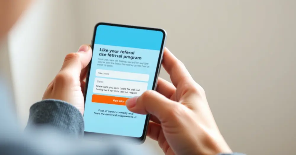 pessoa analisando proposta de programa de indicação no celular