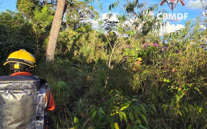 Bombeiros resgatam homem ferido em área rural de Brazlândia